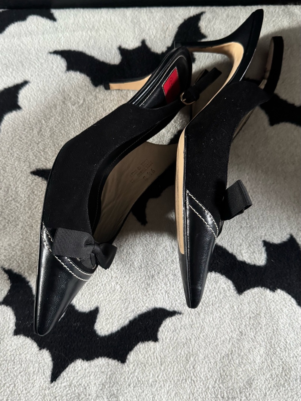 Coach Black Pointed Toe Slingback Pumps with Bow - Picture 5 of 6